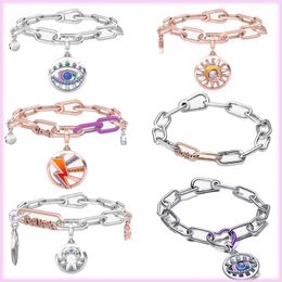 925 Sterling Silver Pandora ME Series Dual Link Mini Charm Perline Adatto per La Sospensione Originale Cuore Viola Connettore Me Bracciale Manica Gioielli da Donna Regalo