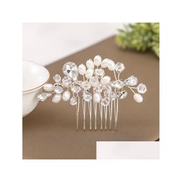 Wedding Hair Jewellery Sier Colour Combs Pearls Crystal Ornaments Handmade Bridal Women Headpiece Accessories Drop Delivery Hairjewelry Dhxan