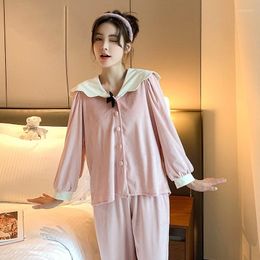 Women's Sleepwear Women Autumn And Winter Skin-Friendly Velvet Long-Sleeved 2pcs Pajamas Set Homewear Nightie Two Piece Pajama Suit