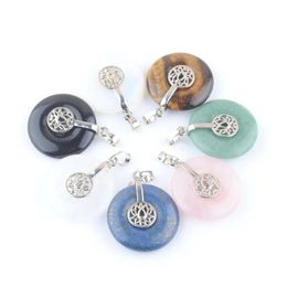 Pendant Necklaces Jewish Hexagram Charms Healing Pendants Jewelry Natural Stone Round Beads Aventurine Rose Quartzs Obsidian Opal Bn Dhj7M