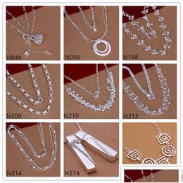 Chains Burst Models Womens Sterling Sier Plated Necklaces Gtp52 Fashion Trinkets Spiral Pearl 925 Plate Necklace 6 Pieces A Lot Mixe Dhp3U