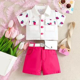 Clothing Sets Toddler Girls Summer Short Sleeve Prints Tops And Shorts Bag 3PCS Outfits Clothes Set For Cute Outfit 24 Month Girl Pants