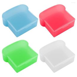 Storage Bottles 4pcs Plastic Bread Toast Box Sandwich Boxes Clamshell Bento Holder Outdoor Camping Picnic Food Container