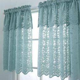 Curtain Blackout Curtains For Kitchen Bedroom Window Treatment Breathable Lace Short Living Room Floral