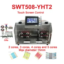 850W Touch Screen Peeling Stripping Cutting Machine SWT508 YHT2 Computer Automatic Wire Strip Stripping For 3-13MM Double Round