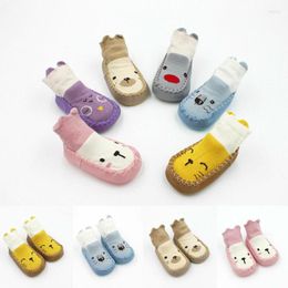 First Walkers Baby Socks Born Autumn Winter Children Floor Shoes Anti Slip Soft Sole Kids Patchwork Cartoon Sock 0-24M