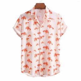 Men's Casual Shirts Fashion Goldfish Print Hawaiian Shirt Men 2023 Brand Short Sleeve Button Down Beach Party Holiday Tops Blouses