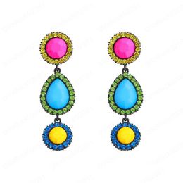 Dangle Chandelier Colorf Teardrop Earrings Long Metal Acrylic Rhinestone Geometric Pendant Drop For Women Jewellery Delivery Dhnkq