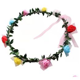 Hair Accessories Led Flower Wreath Crown Light Up Foam Rose Headband Party Birthday Floral Headpiece For Women Girls Wedding Beach D Dhs5O