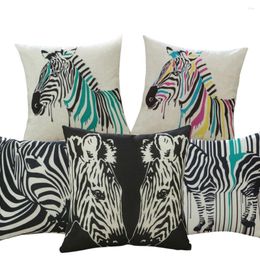 Pillow 45x45cm Creative Colorful Wave Zebra Covers Square Pillowcase Linen Car/ Chair/bed/sofa Waist