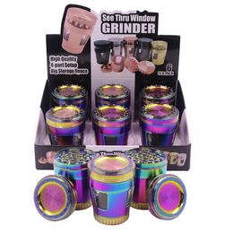 Rainbow Tobacco Grinder 50mm 4 Layer Metal Detachable Herb Smoking Hand Mullers Spice Crushers Shredder Hand Mechanic Grinders Concave Top Cap Smoking Accessory