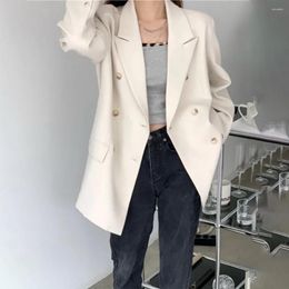 Women's Suits Spring Minimalism Double Breasted Casual Women Blazer Full Sleeve Suit Jacket Outwear Business Female Fashion Elegant Loose