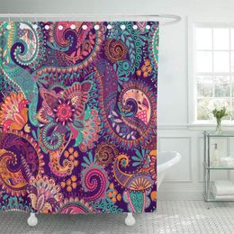 Shower Curtains Pattern Paisley Floral India Flower Ethnic Drawing Curtain Waterproof Polyester Fabric 60 X 72 Inches Set