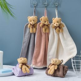 Baby Care Toiletries Towel Hanging Soft Coral Velvet for Children Cartoon Cute Water Absorbing Thickened Square Towel