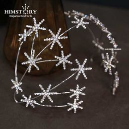 Other Fashion Accessories Himstory Snowflake Girl Hairband Star Headband Hair Women Bridal Wedding Tiara Hair Accessories Crown Fashion Head Jewelrie J230525