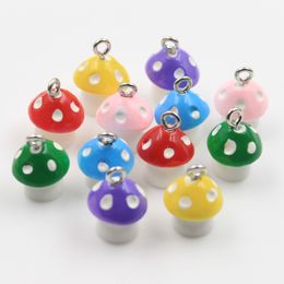 15pcs Charms Colourful Lovely 3D Mushroom 16x12x12mm Pendants Crafts Making Findings Handmade Jewellery DIY For Earrings Necklace