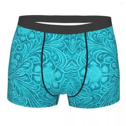 Underpants Custom Turquoise Leather Texture Look Underwear Men Stretch Embossed Floral Pattern 3D Print Boxer Briefs