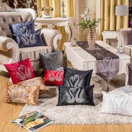 Pillow Fashion Quality Luxury Thick Velvet Swan Floral Drilling Case Chair Cover Home Decor For Sofa Bed El