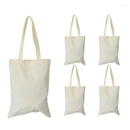 Storage Bags Canvas Tote Set DIY Craft Blank Makeup Pouch With Zip Pen Case Reusable Shopping Grocery Bag