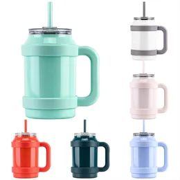 Oz Stainless Steel Quencher Tumbler Vacuum Keep Hot Cold Mug With Handle And Straw