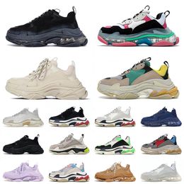 2023 Top Qualität Triple S Designer Freizeitschuhe Kristallklare Sohle Balenciagas Männer Frauen Plattform 17FW Vintage Old Triple-S Dad Balencaiga Marke Trainer Läufer