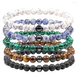 Strand 8MM Tiger's Eye Malachite Stone Bracelet Hematite Beads Bracelets Buddha Yoga Strench Women Men Jewelry