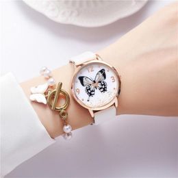 Wristwatches SMVPTemperament Fashion Simple Belt Ladies Watch Butterfly Pattern Rhinestone Quartz Tumblers Casual Women