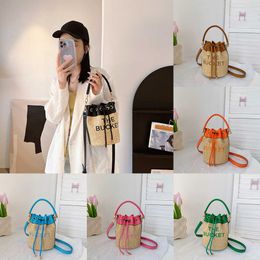 designer shoulder bag marc bucket bag tote Womens Handbag Straw bags Drawstring The Buckets Lady Woven Beach Crossbody Purses