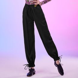 Stage Wear Latin Dance Pants Women High Waist Loose Ballroom Trousers Cha Rumba Samba Practice Clothing Black