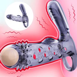 Male Vibrating Sleeve Bullet Vibrator for spot Delay Ring Extender Sex Toys