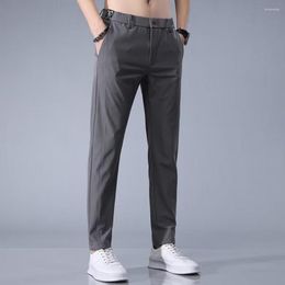 Men's Pants Trendy Men Summer Trousers Slim Fit Mid Waist Suit Straight Soft Garment