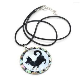 Pendant Necklaces Natural Mother Of Pearl Shell Necklace With Round Charms Leather Rope Neck Chain For Women Men Jewellery Gifts