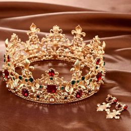 Other Fashion Accessories Baroque Retro Luxury Pearl Crystal Gold Colour Crown Bridal Wedding Jewellery Rhinestone Tiaras Pageant Dress Hair Accessories J230525
