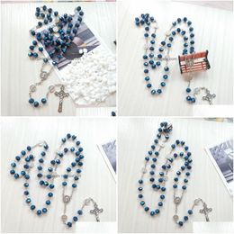 Pendant Necklaces Catholic Jewelry Long Cross Crystal Rosary Necklace Drop Delivery Pendants Dhixg