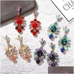 Dangle Chandelier Luxury Fashion Shiny Glass Crystal Water Drop Earring For Women Vintage Fl Rhinestone Earrings Bridal Jewellery Del Dhsa0