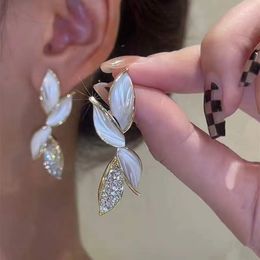 Fashion Leaf Long Crystal Leaf Drop Earrings for Women Romantic Valentine's Day Anniversary Gift Bridal Wedding Party Jewellery