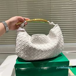 2023-Metal handle woven luxurys handbags Women designer Bags Leather Crossbody purse lady high-capacity shopping handBags