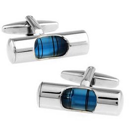 Cuff Links C-MAN Luxury Shirt Blue Level Gauge Men's Brand Cufflinks High Quality Silver Abotoaduras Jewellery G220525