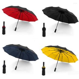 Umbrellas Windproof Double Layer Fully Automatic Umbrella 12 Ribs Extended Handle Three-folding Luxury Business Gifts Parasol