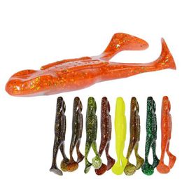 2PCS Soft Silicone Plastic Frog soft plastic lures - 105mm/14g Swimming Head Fly Bait for Pasca Peche (P230525)