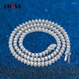 Chains COSYA 3 Claw Full Moissanite Tennis Necklace Diamond Luxury S925 Sterling Silver D GRA For Women Neck Chain Party Fine Jewelry