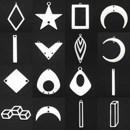 5pcs/lot 316 Stainless Steel Geometric Moon Star Waterdrop DIY Earring Connector Charm Wholesale Never Fade Factory Price