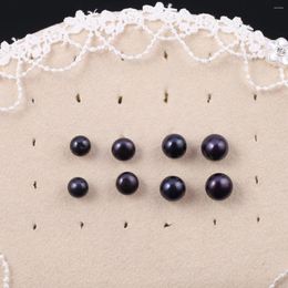 Stud Earrings Natural Freshwater Pearls With A Pair Of Black Round Shape Jewelry Accessories DIY Male Female Personality Decoration