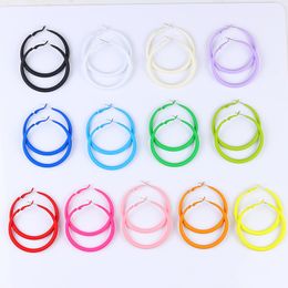 Summer Colourful Neon Hoop Earrings Pink Blue Green Yellow New Design Large Circle Earrings for Women Girl Rock Punk Jewellery