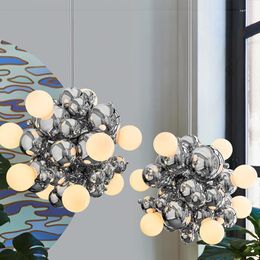 Chandeliers Postmodern Glass Ball Chandelier Lighting Nordic Minimalist LED Hanging Lamp Home Deco Suspended Light For Living Room/Bedroom