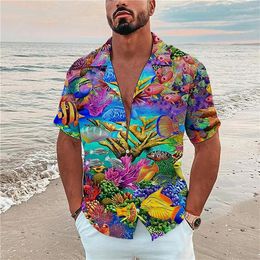 Men's Casual Shirts Men's Shirt Summer Hawaiian Skull Pineapple Graphic Prints Short Sleeve Button-Down Print Clothing