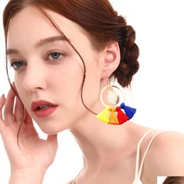 Dangle Chandelier Bohemian Tassel Earrings Colorf Hoop Fringe Layerd Dangling Shell For Women Girls Gift Statement Drop Delivery Je Dhm8N