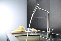 Kitchen Faucets Modern Nickel Brushed Stainless Steel Lead-free Deck Mounted Single Lever Faucet Torneira De Cozinha