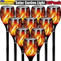 1/2/4/6/8/10Pcs Solar Flame Torch Lights Flickering Light Waterproof Garden Decoration Outdoor Lawn Path Yard