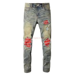 Mens Hoodies Sweatshirts Designer Clothing Amires Jeans Denim Pants Fog Amies Fashion Brand Wash Water Holes Do Old Red Patch Slimming Mens High Street In